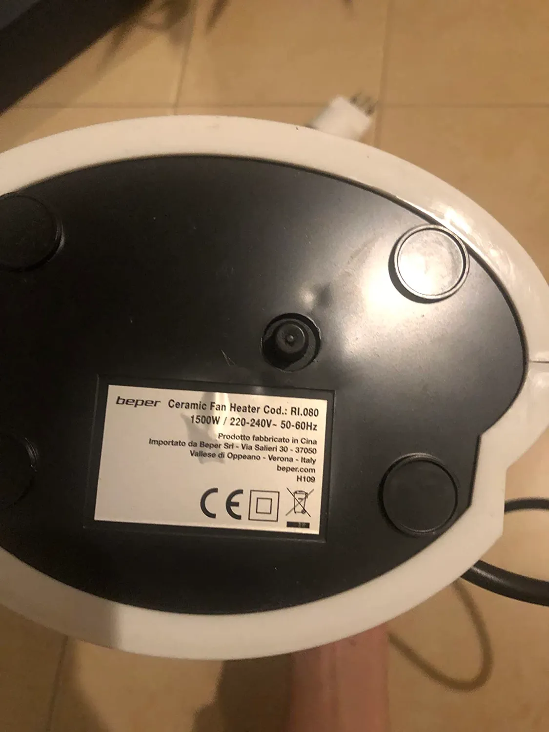 Beper RI.080 chauffage soufflant céramique 1500 W blanc