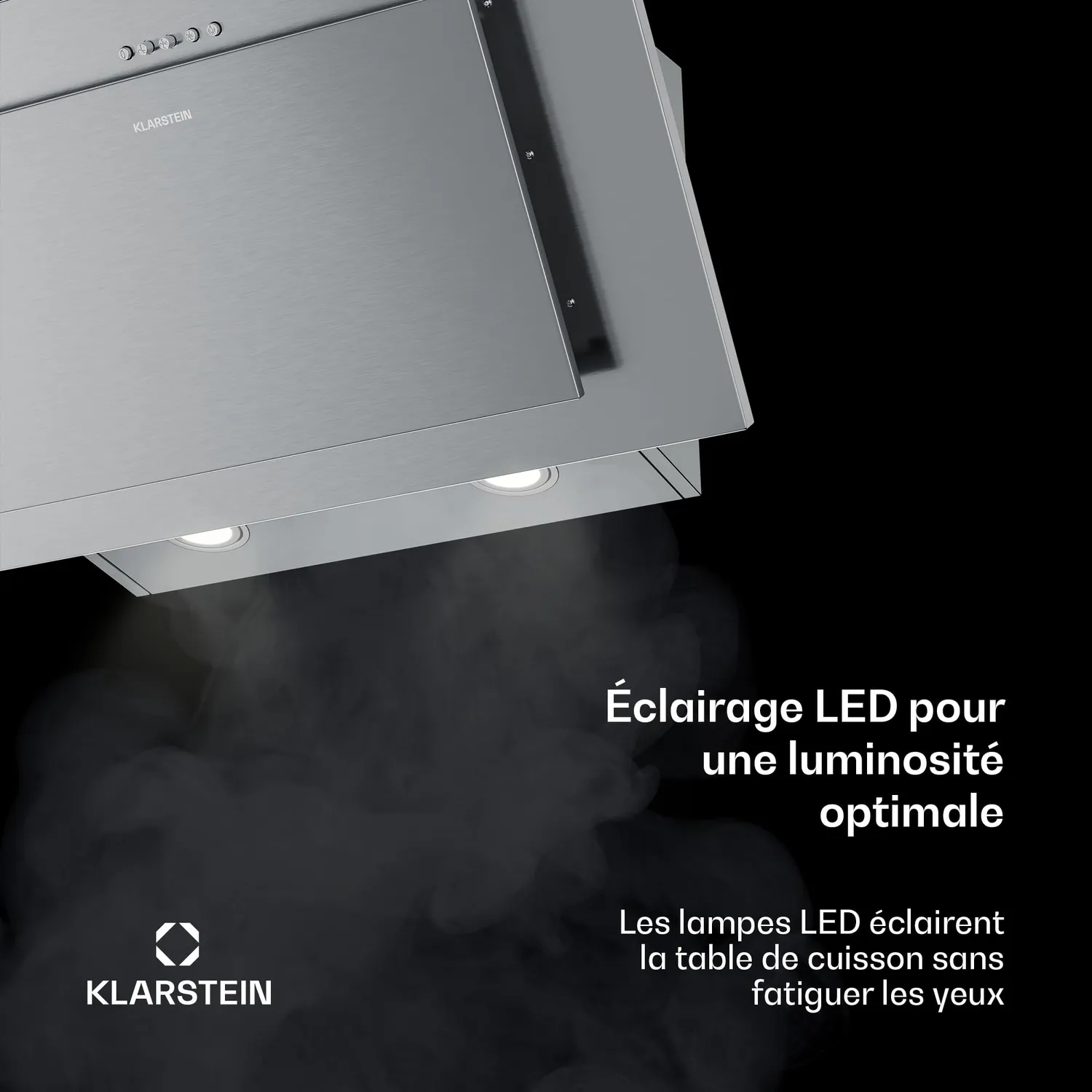 Klarstein Athena hotte inclinée 60 cm inox 254 m³/h