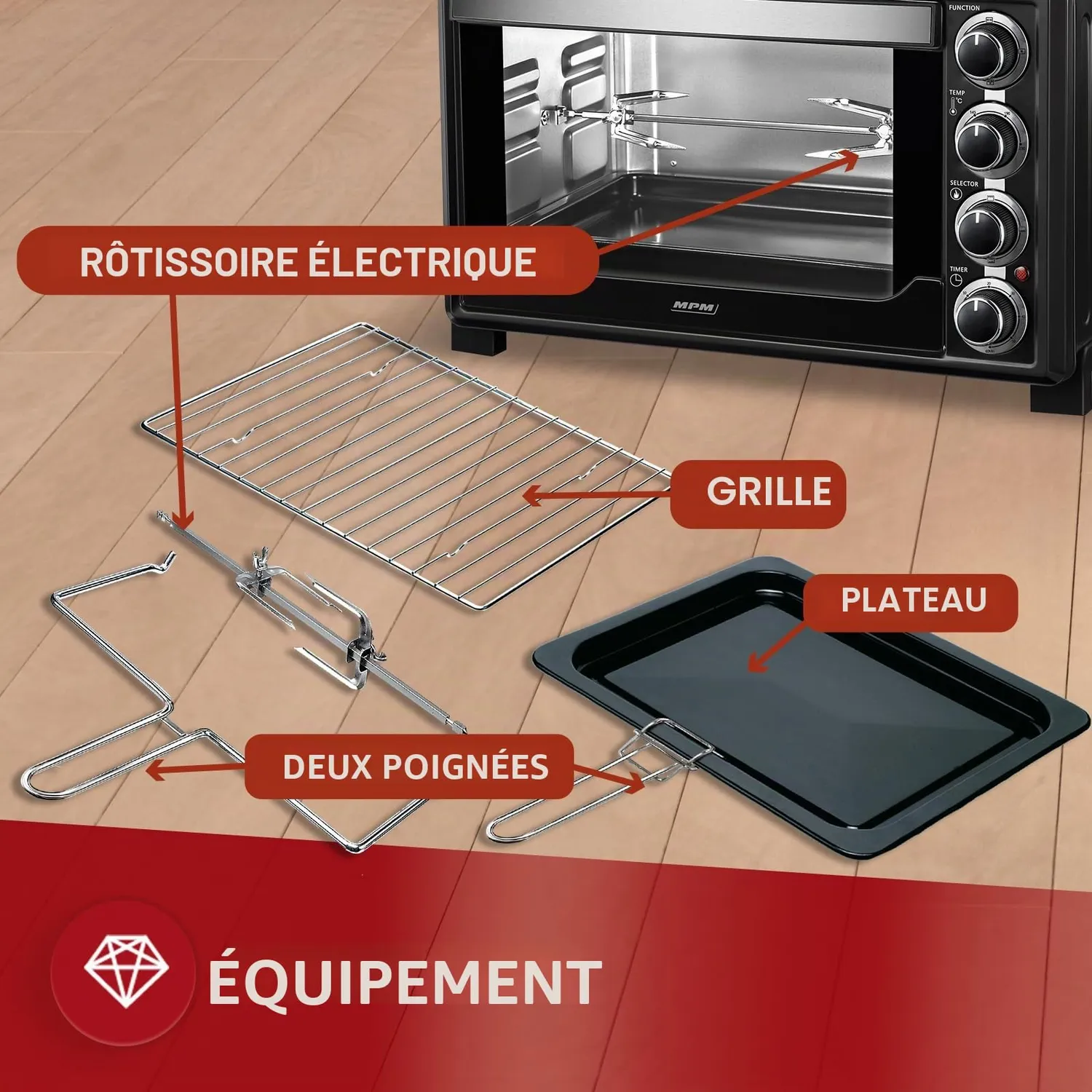 MPM MPE-05/T mini four électrique convection 32 L noir