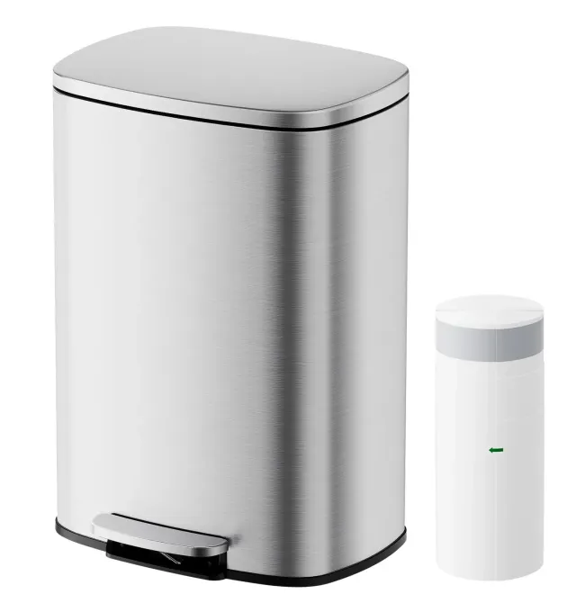 YASHE Poubelle Cuisine 50L Inox à Pédale +20 Sacs