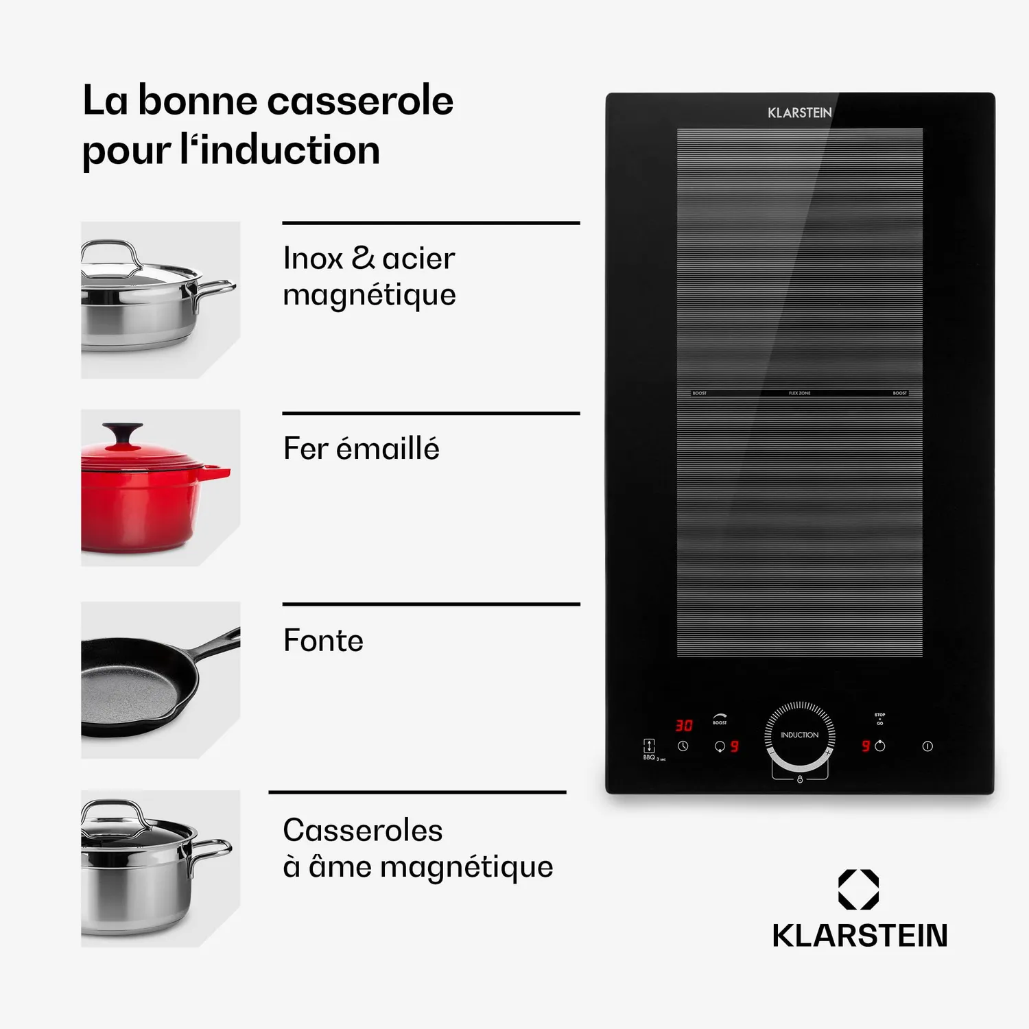 Klarstein Plaque induction 2 feux noire 3500 W Flex