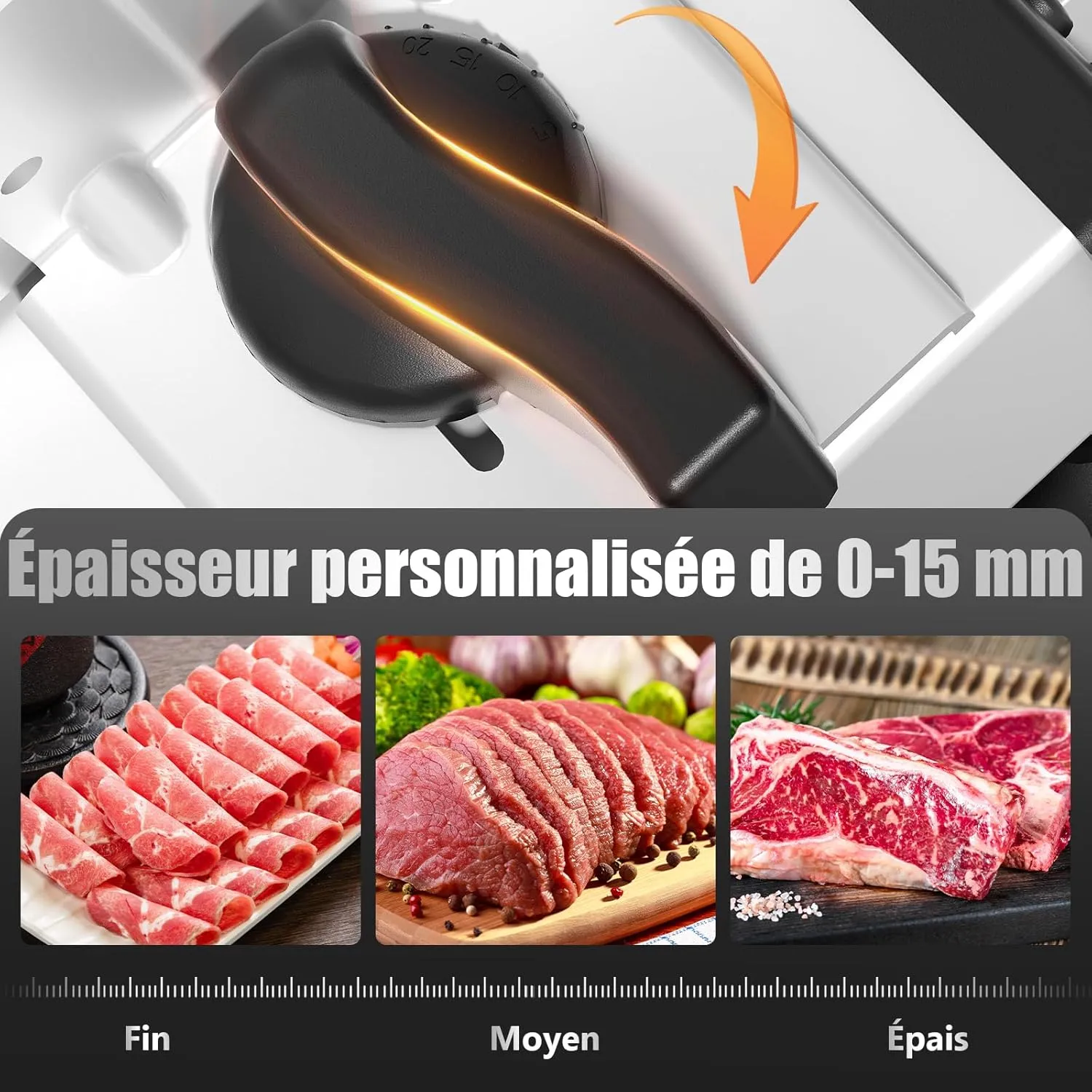 YASHE Trancheuse Électrique 200W 2 Lames 0-15 mm Inox