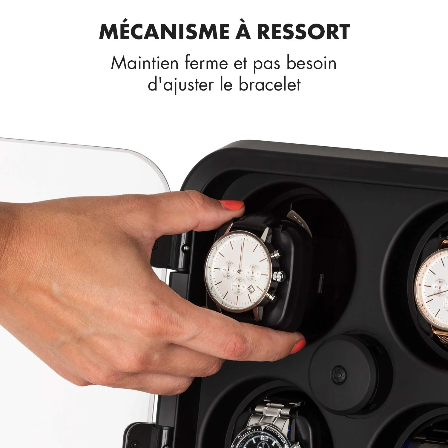 Klarstein remontoir montre automatique 4 montres noir LED bleue