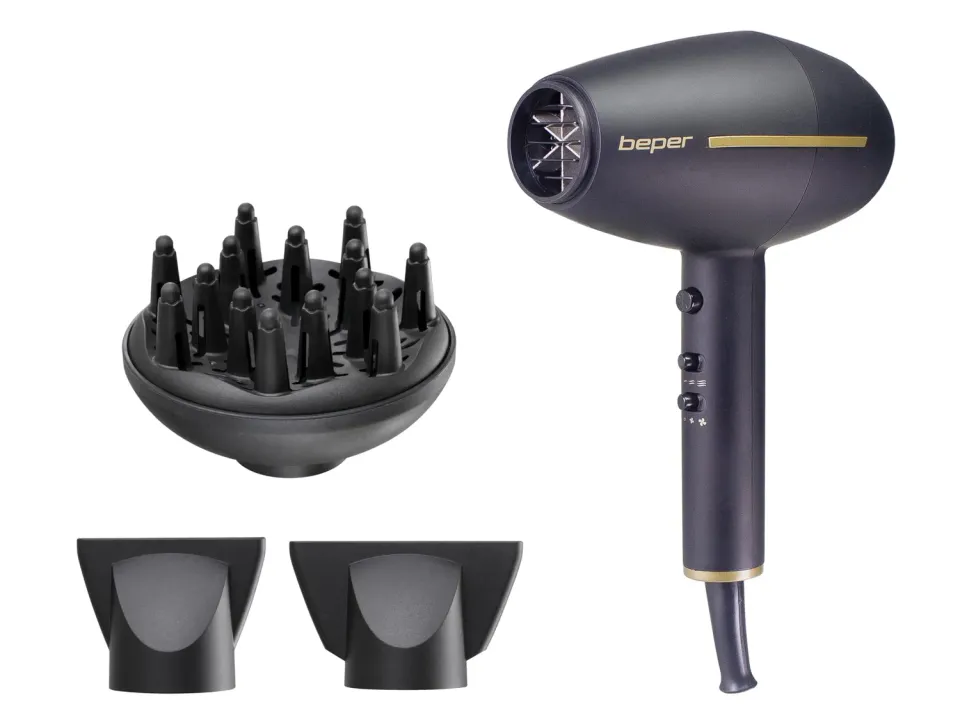 Beper 40.406 sèche-cheveux professionnel 2400W noir doré
