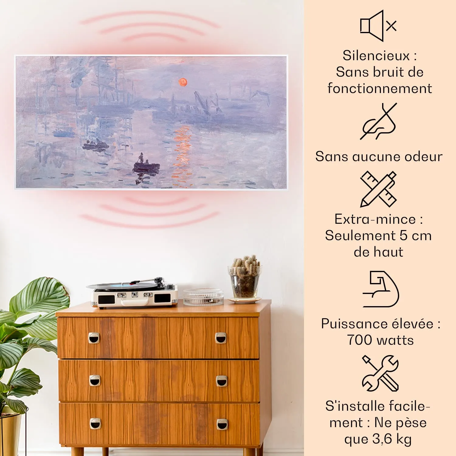 Klarstein Wonderwall radiateur infrarouge 120x60cm 700W