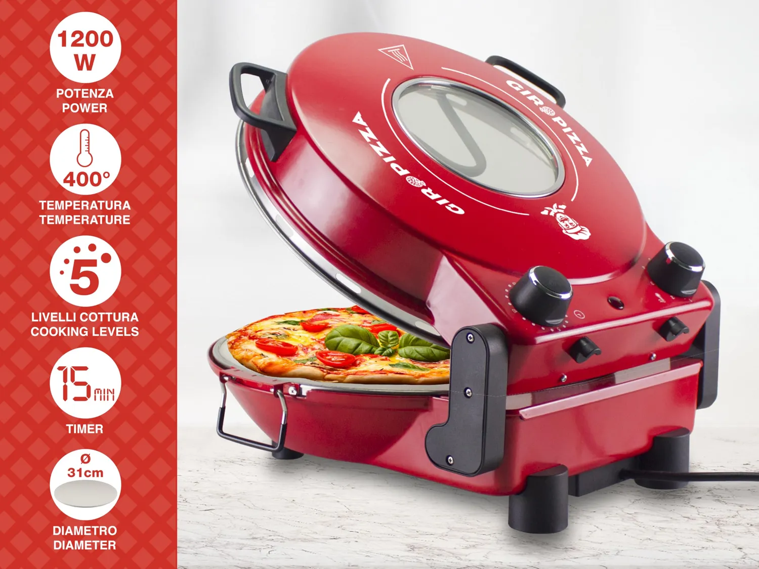 Beper P101CUD301 four à pizza rouge 31 cm 1200W