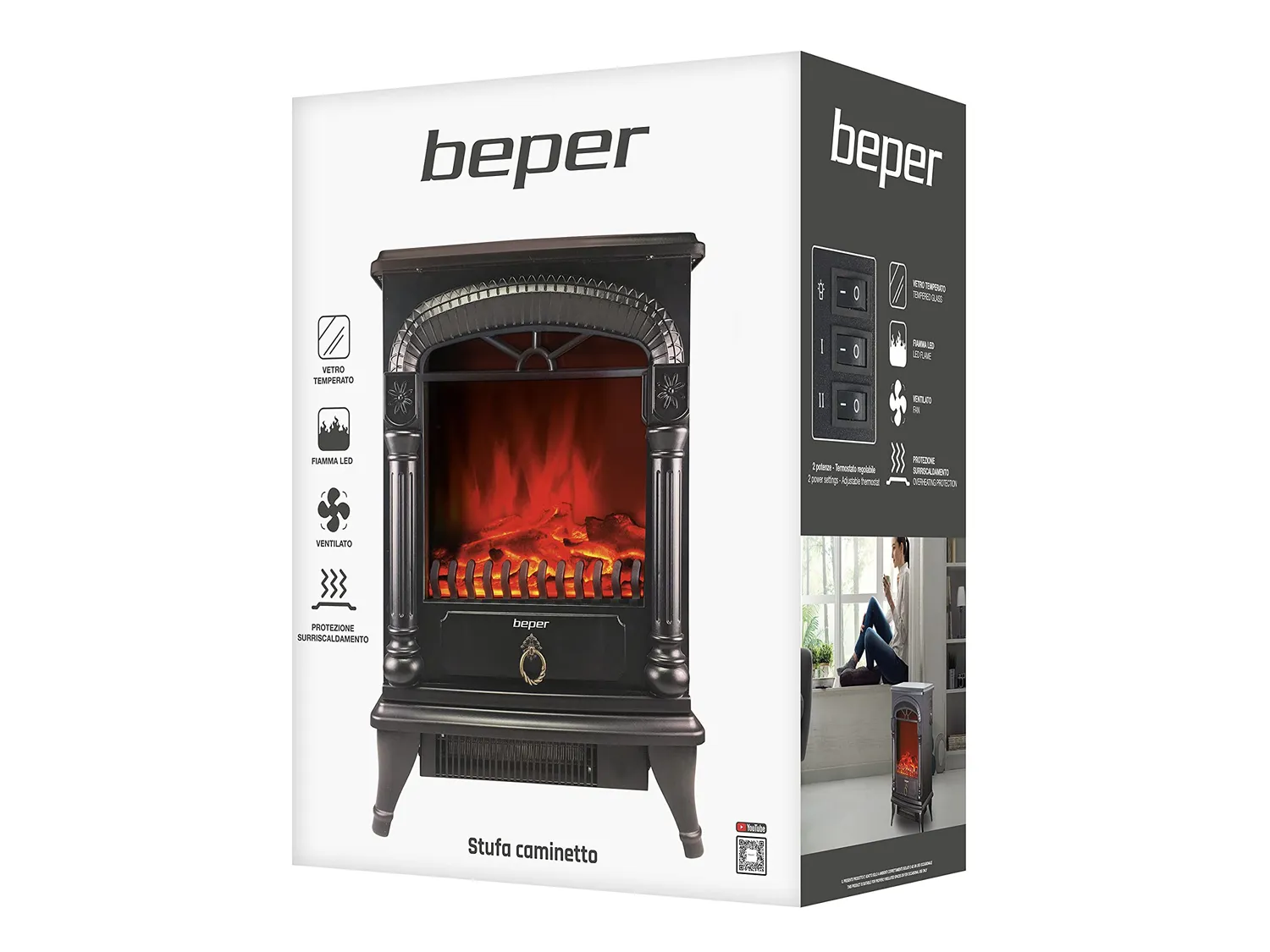 Beper RI.504 cheminée électrique noire 1750 W