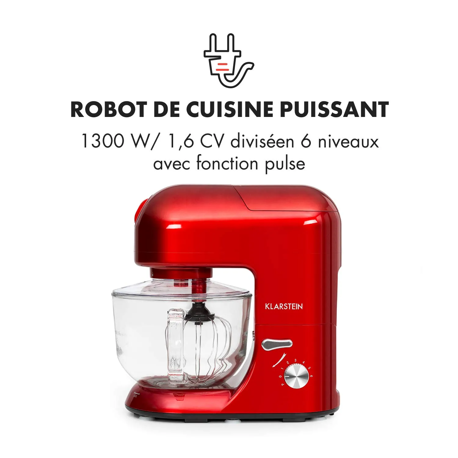 Klarstein robot pâtissier multifonction 5 L 2000 W 6 vitesses