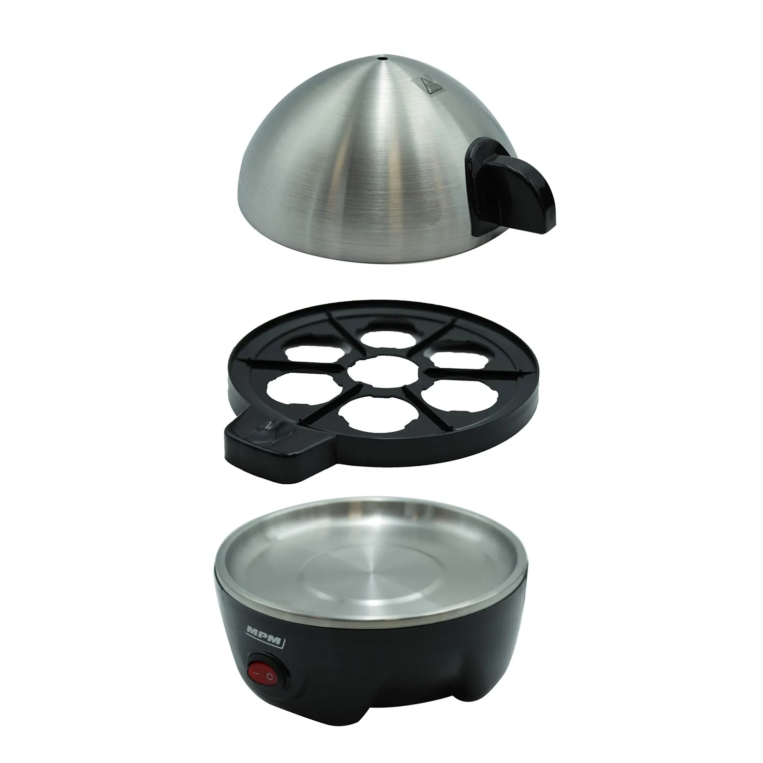 MPM MGJ-01M Cuiseur à Œufs 7 Œufs Noir Inox Doux-Dur