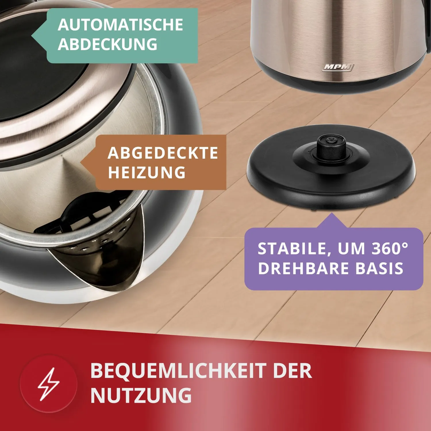 MPM MCZ-91M bouilloire électrique 1,7 L inox