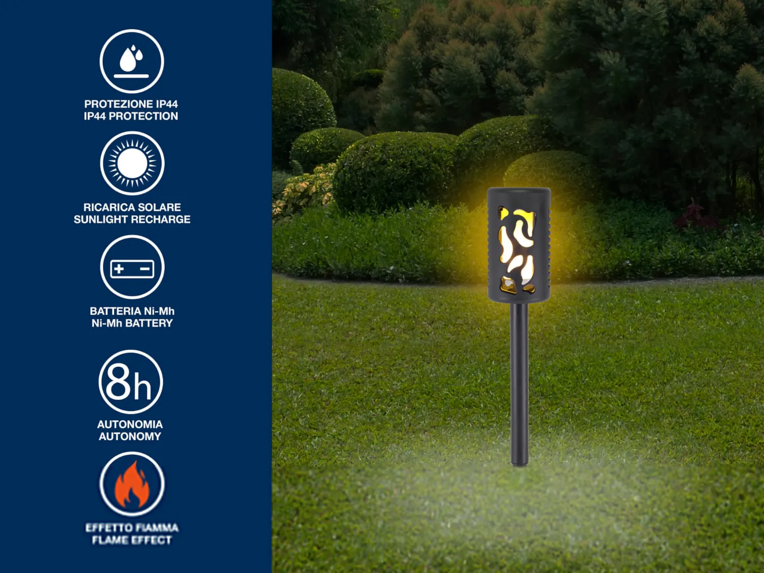 Beper P207ILO101 Lampe Solaire LED Effet Flamme 12 LED
