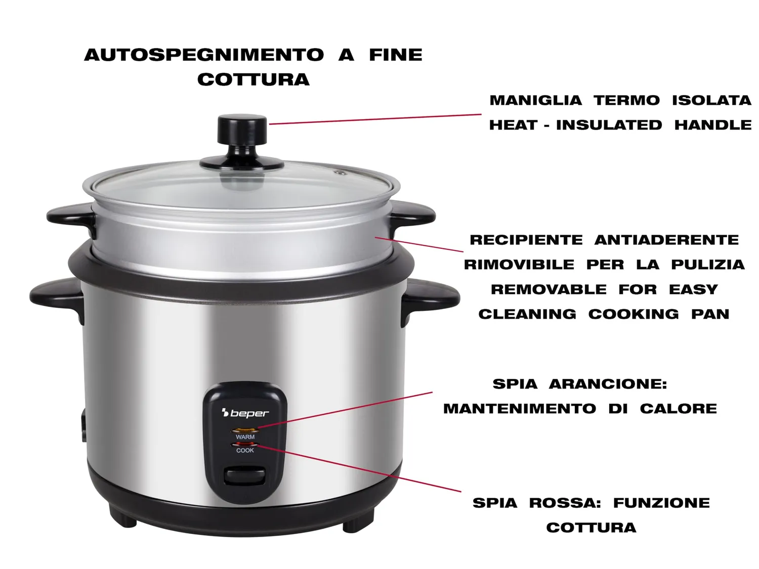 Beper P101VAP001 Rice&Steam cuiseur riz vapeur inox