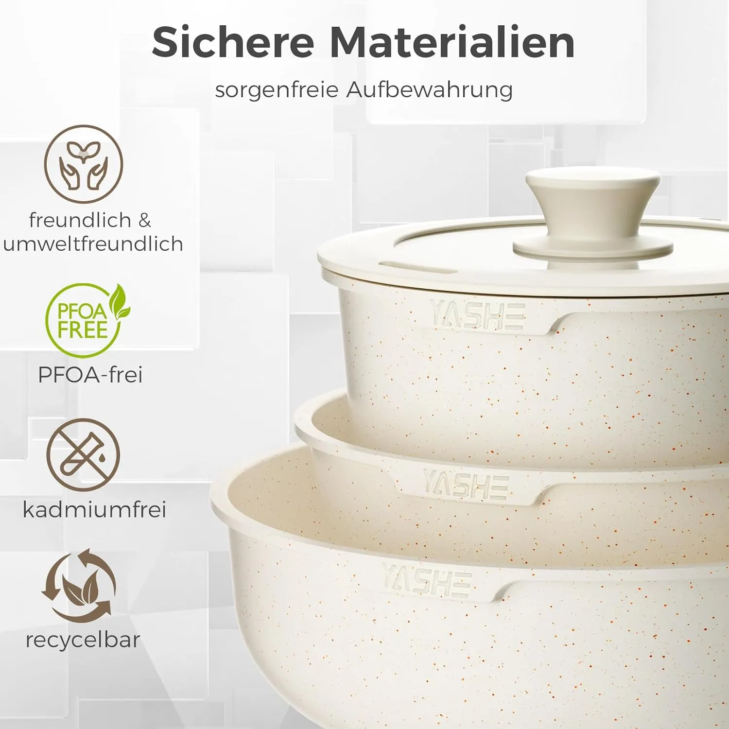 YASHE Batterie Cuisine 15 Pièces Induction Sans PFOA Gris
