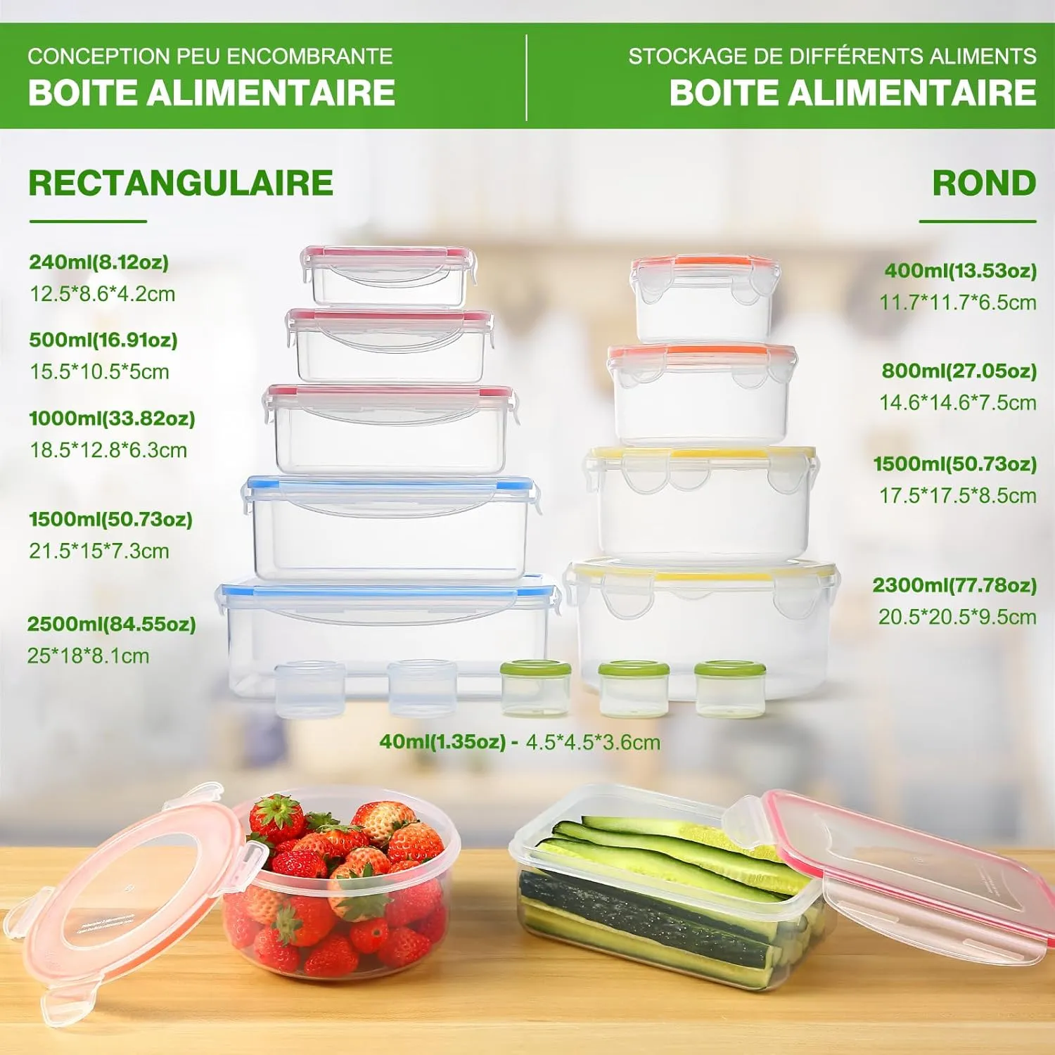YASHE 28 pièces boîte conservation alimentaire hermétique