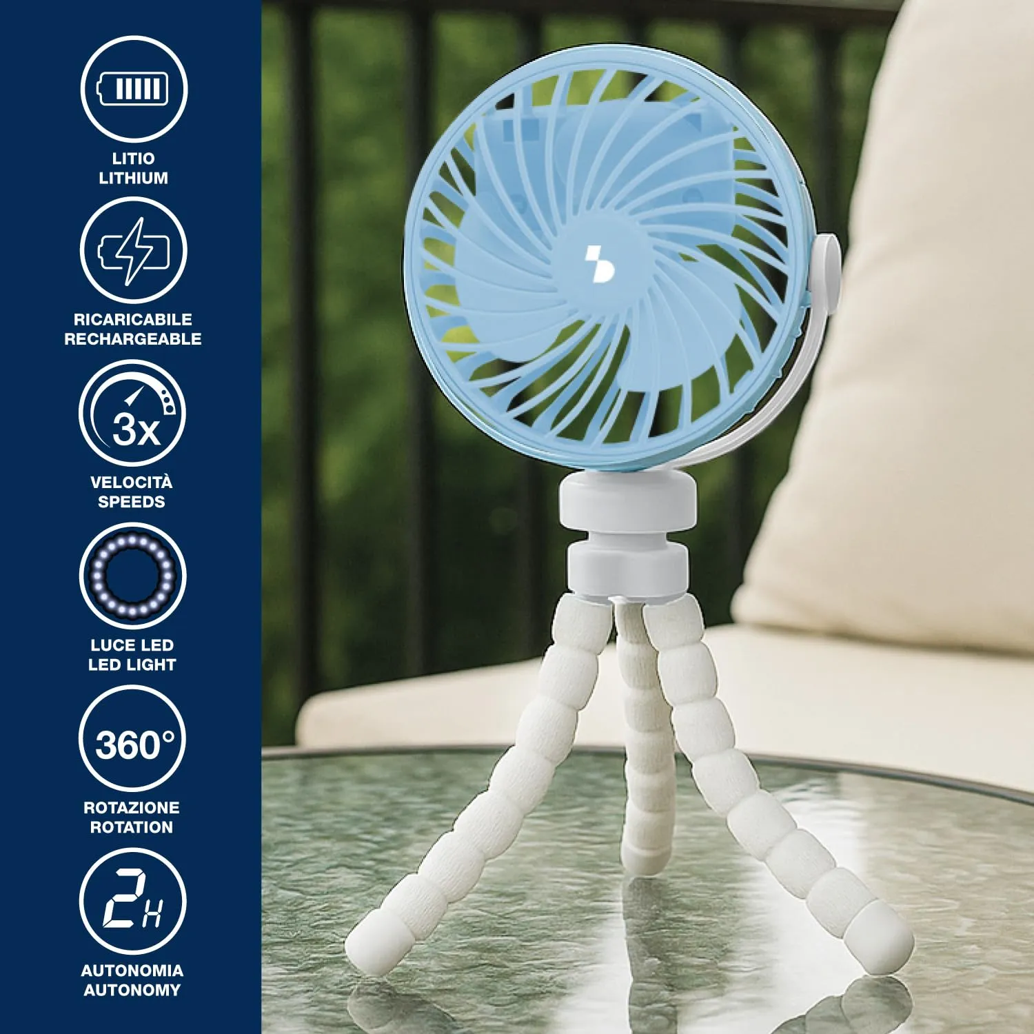Beper P206VEN431 mini ventilateur portable LED 3 vitesses USB-C