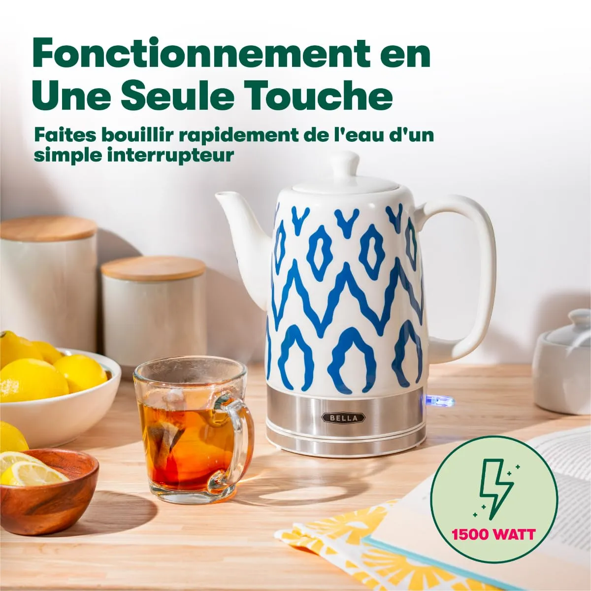 La Bella bouilloire lectrique bleu aztque 1500 W col cygne