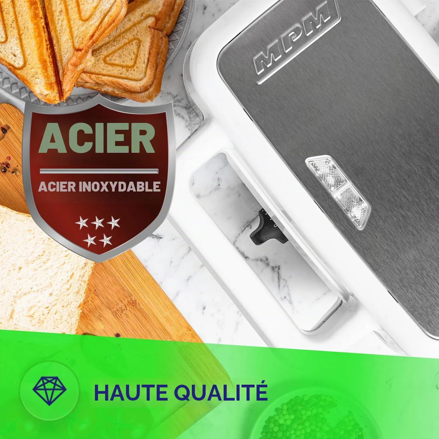 MPM MOP-33M appareil à sandwichs 3 en 1 1200W grill