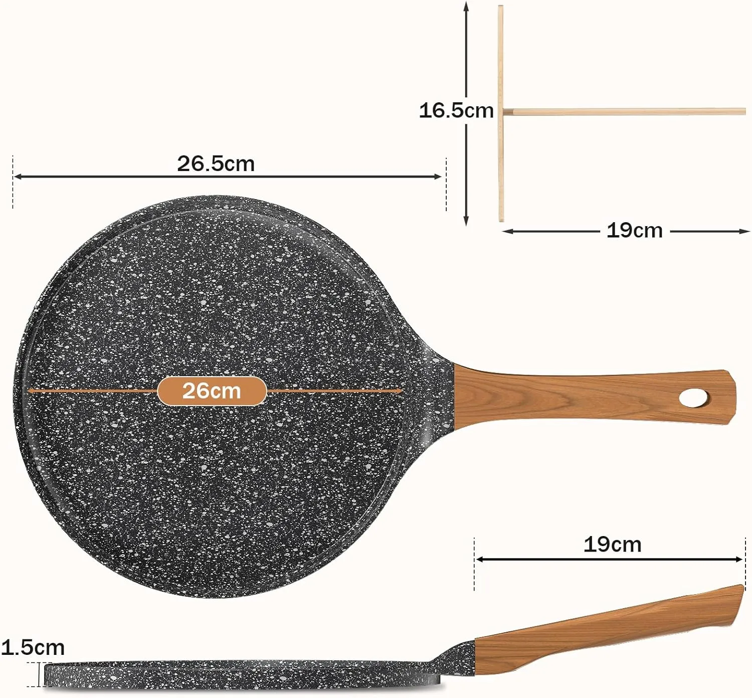 YASHE Crêpière 26 cm poêle à crêpes induction antiadhésive