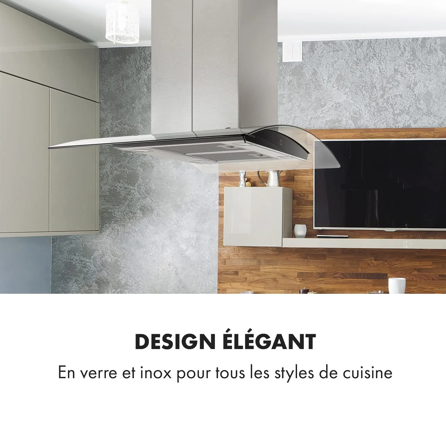 Klarstein Colette Hotte Îlot 90 cm Argent 600 m³/h Inox