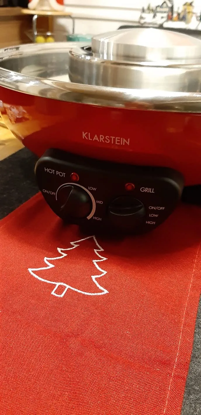 Klarstein Tafelrunde faitout lectrique rouge 5 L 2 en 1