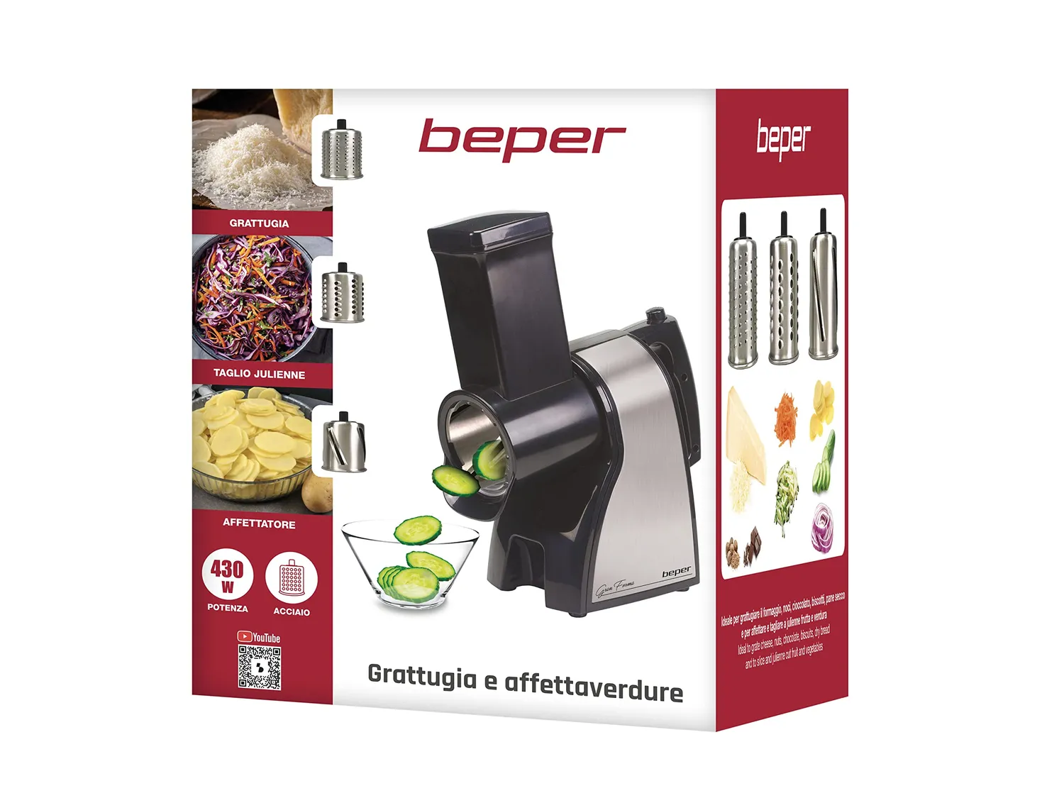 Beper BP.400 râpe électrique 3 cônes acier inox