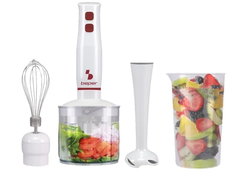 Beper P102FRU200 mixeur plongeant 400 W 4 en 1 blanc rouge