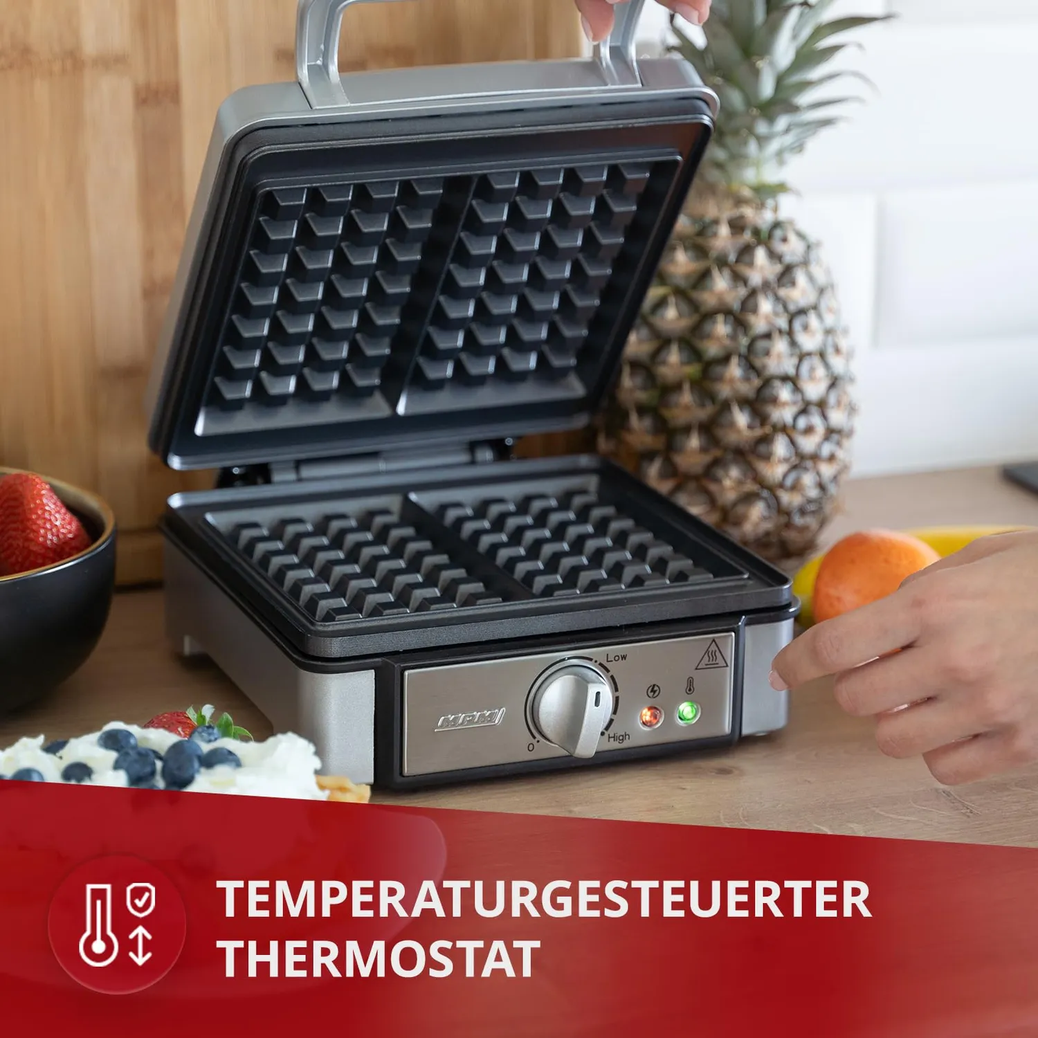MPM MGO13 gaufrier belge 2 gaufres inox 1400 W réglable