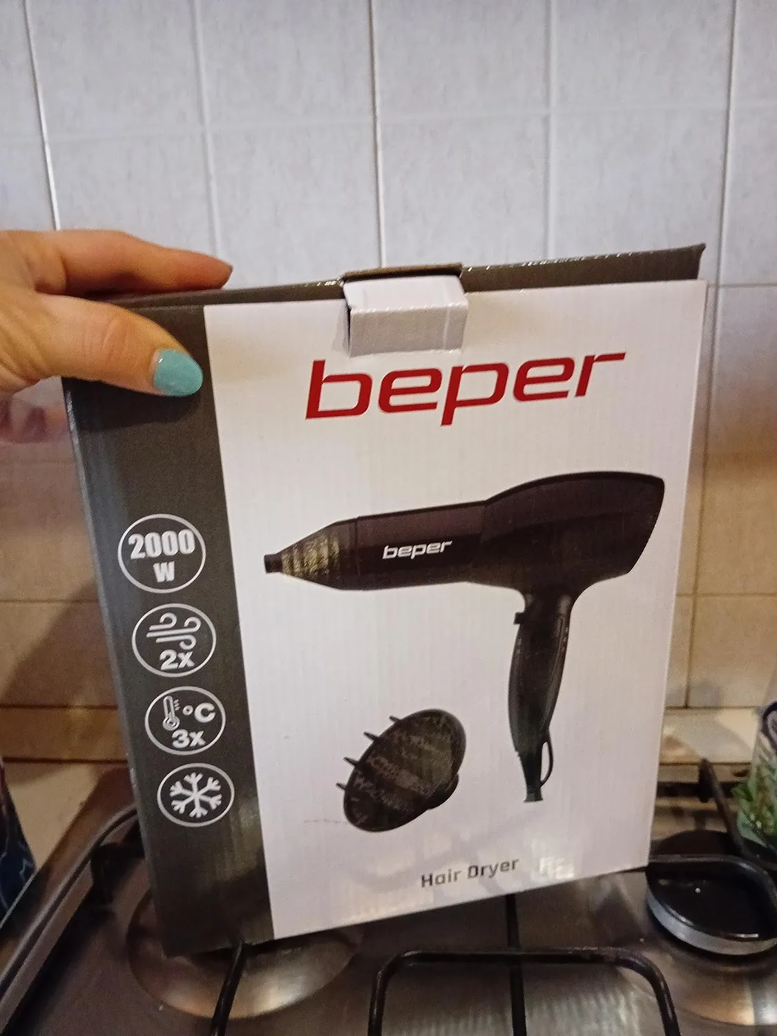 Beper 40.979 sèche-cheveux 2000 W noir diffuseur inclus