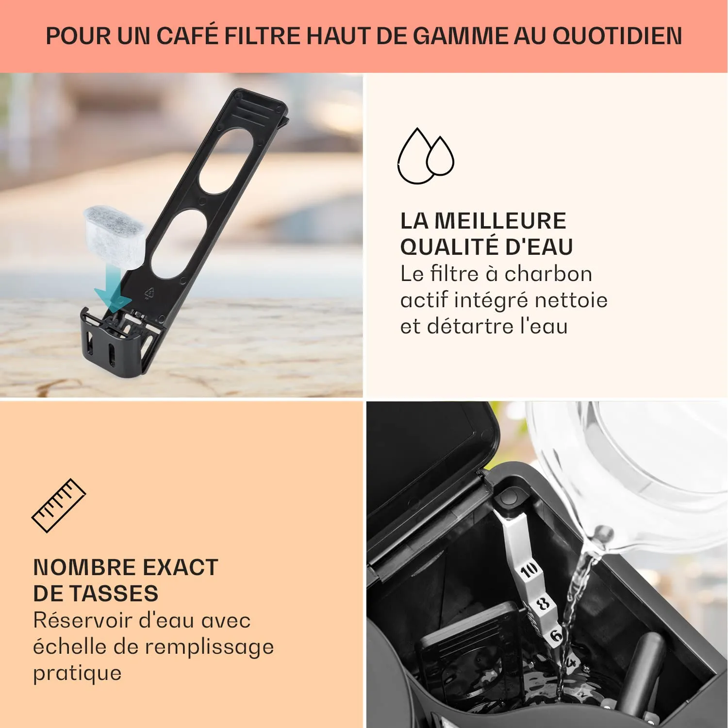Klarstein machine à café grain 10 tasses 1,25 L