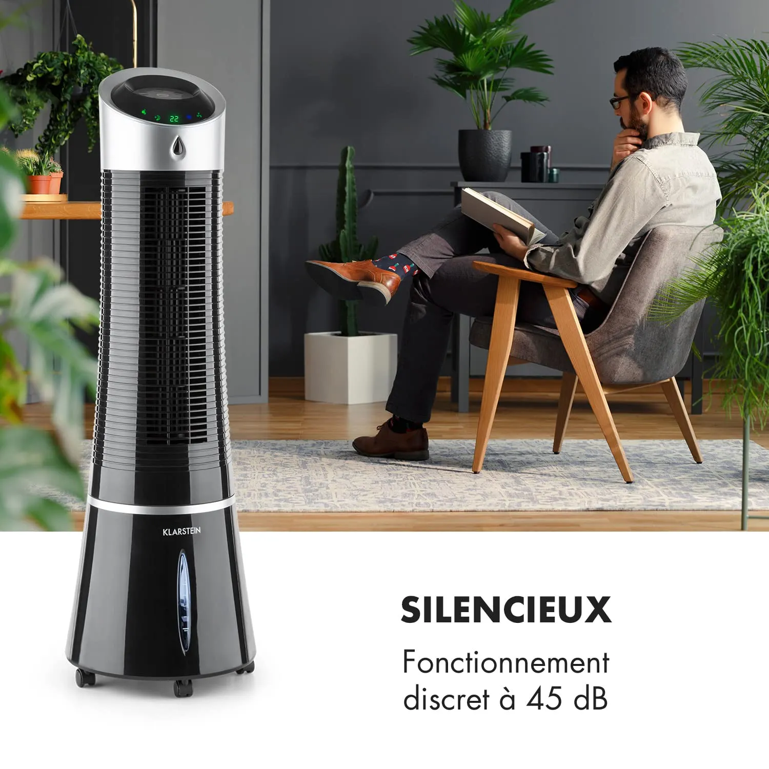 Klarstein rafraîchisseur d’air 5 en 1 ioniseur 6 L 45 W