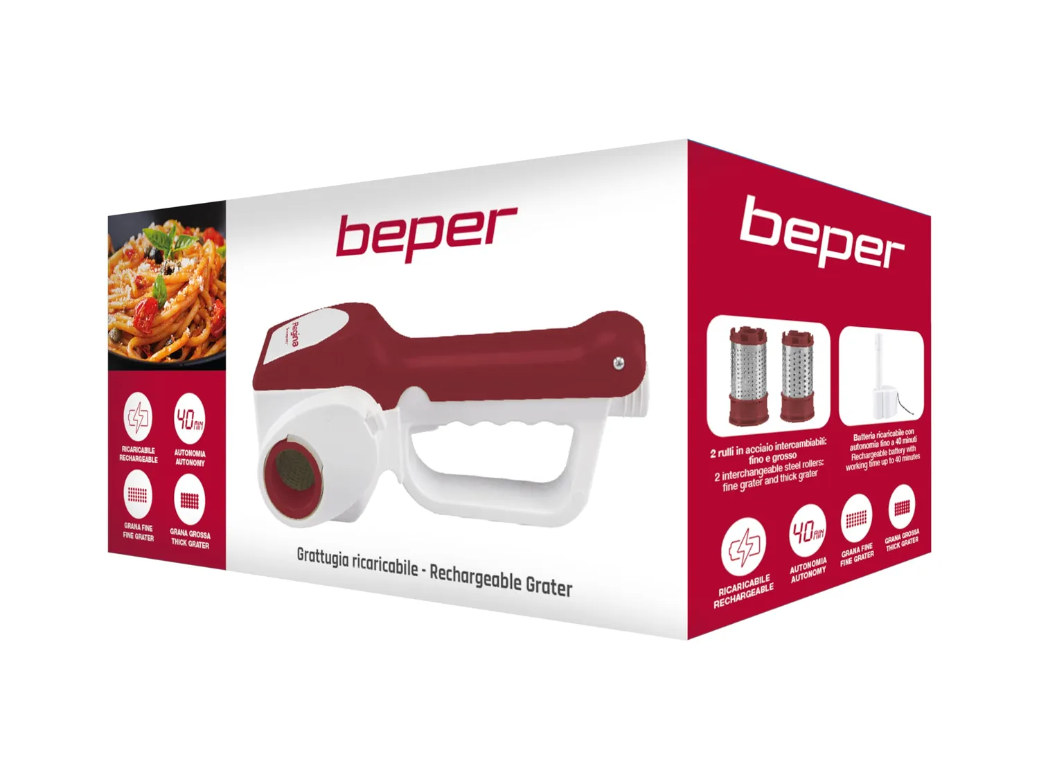 Beper Regina 90.071 râpe électrique rouge sans fil