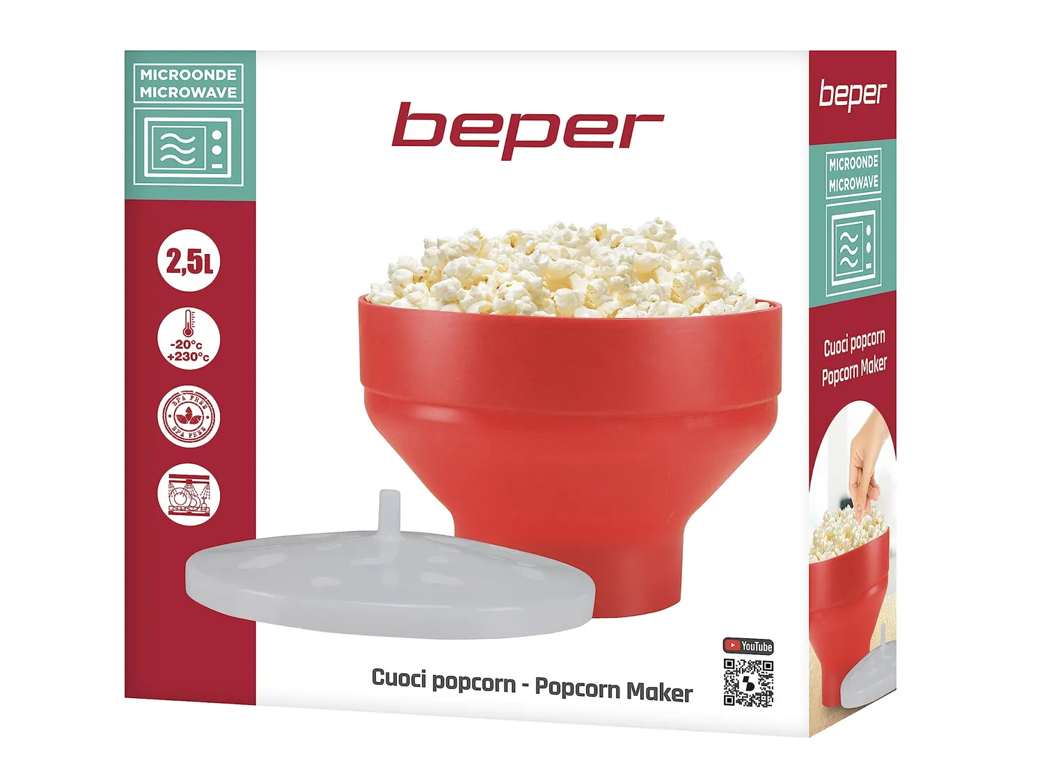 Beper C106CAS002 pop-corn micro-ondes pliable rouge 2,5 L