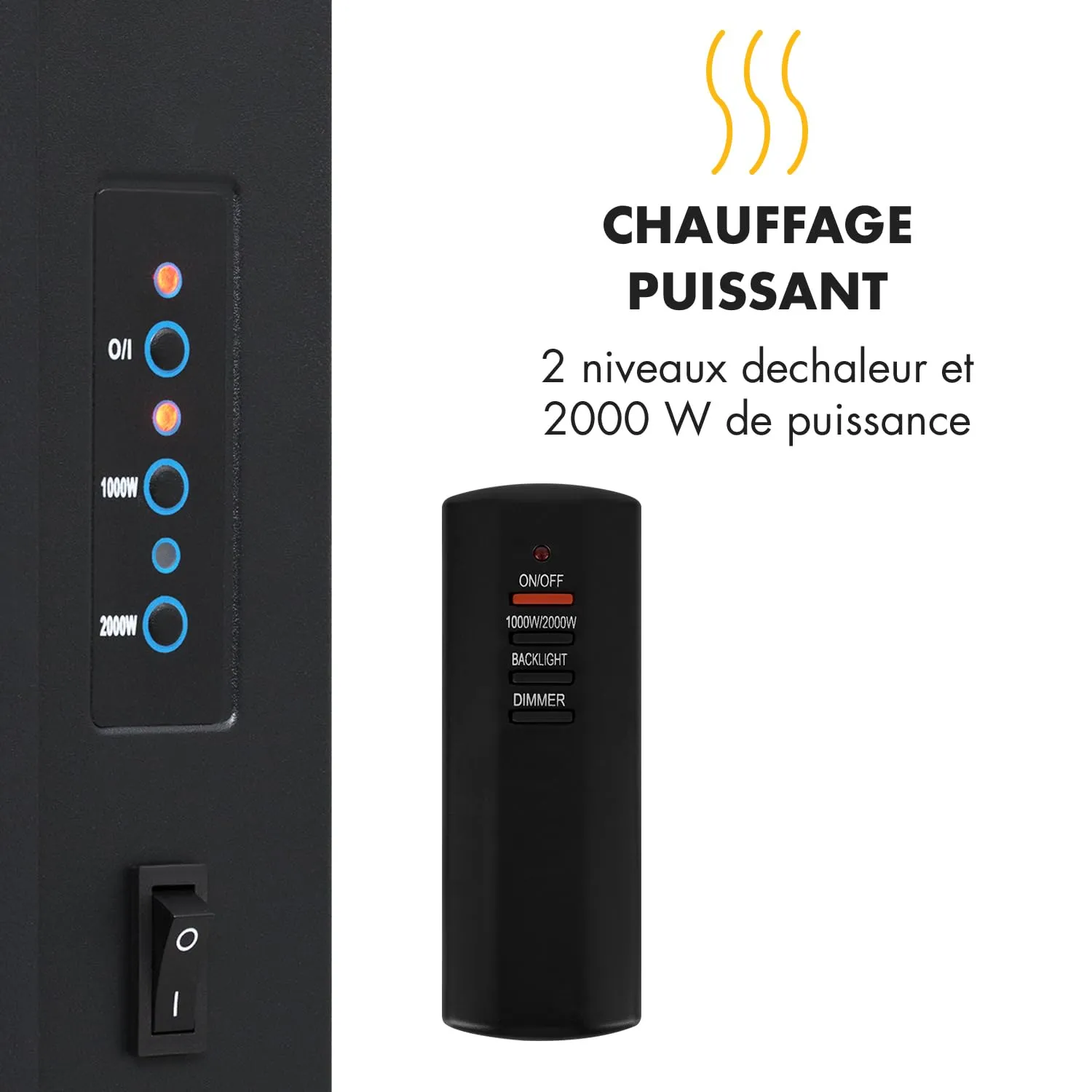 Klarstein Cheminée Électrique 2000W Effet Flamme LED
