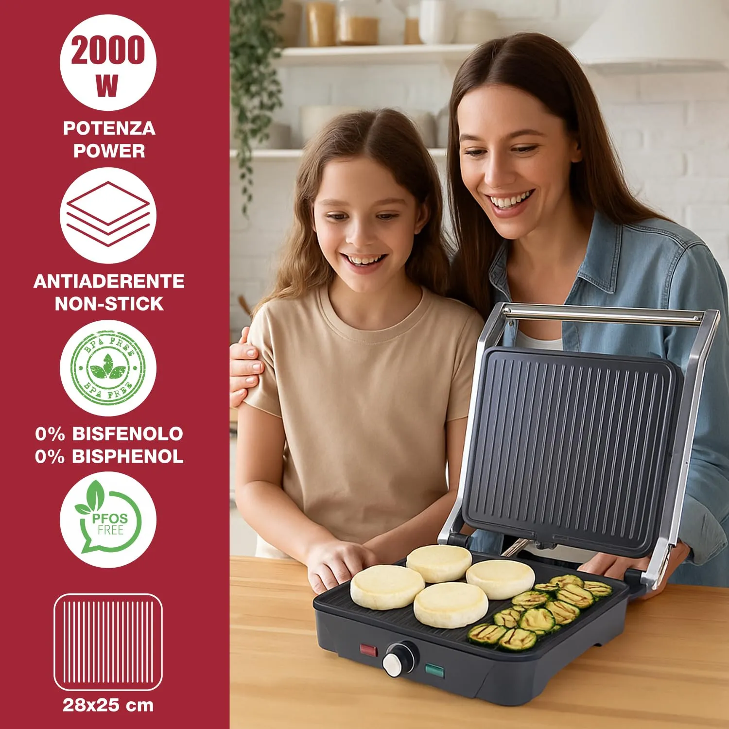 Beper P101TOS503 Grand Grill électrique 3en1 2000W