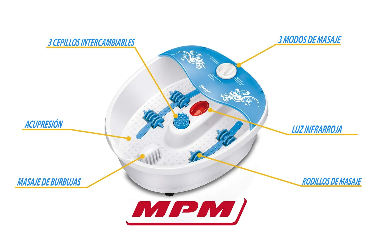 MPM MMS-01 masseur de pieds bleu blanc électrique