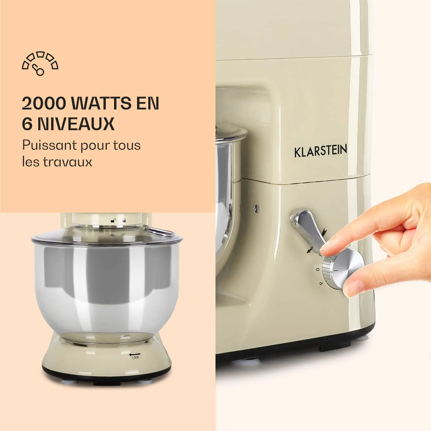 Klarstein robot pâtissier 5 L 3-en-1 1800W