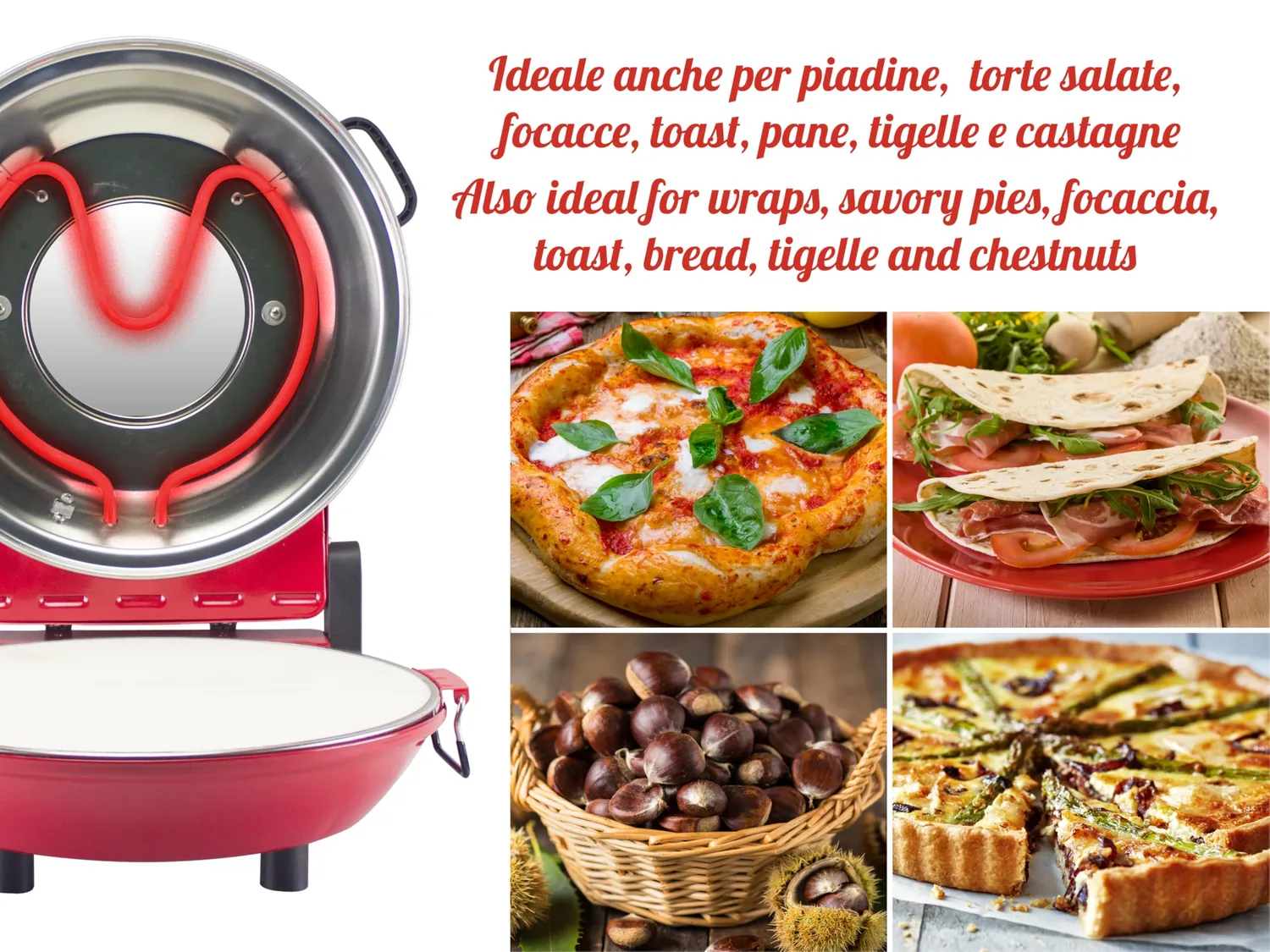 Beper P101CUD301 four à pizza rouge 31 cm 1200W