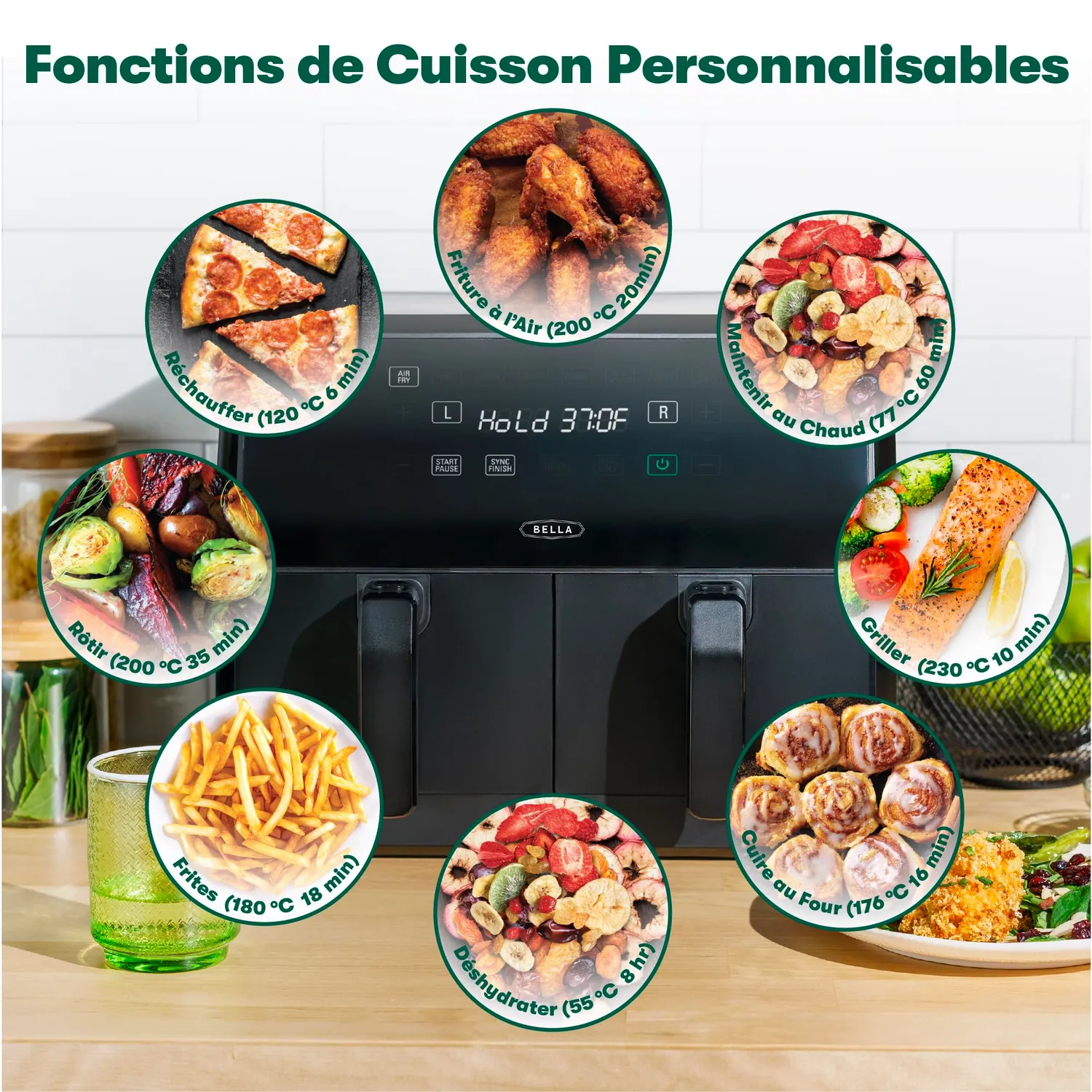 La Bella Double Panier friteuse air 8 QT noir 2850 W