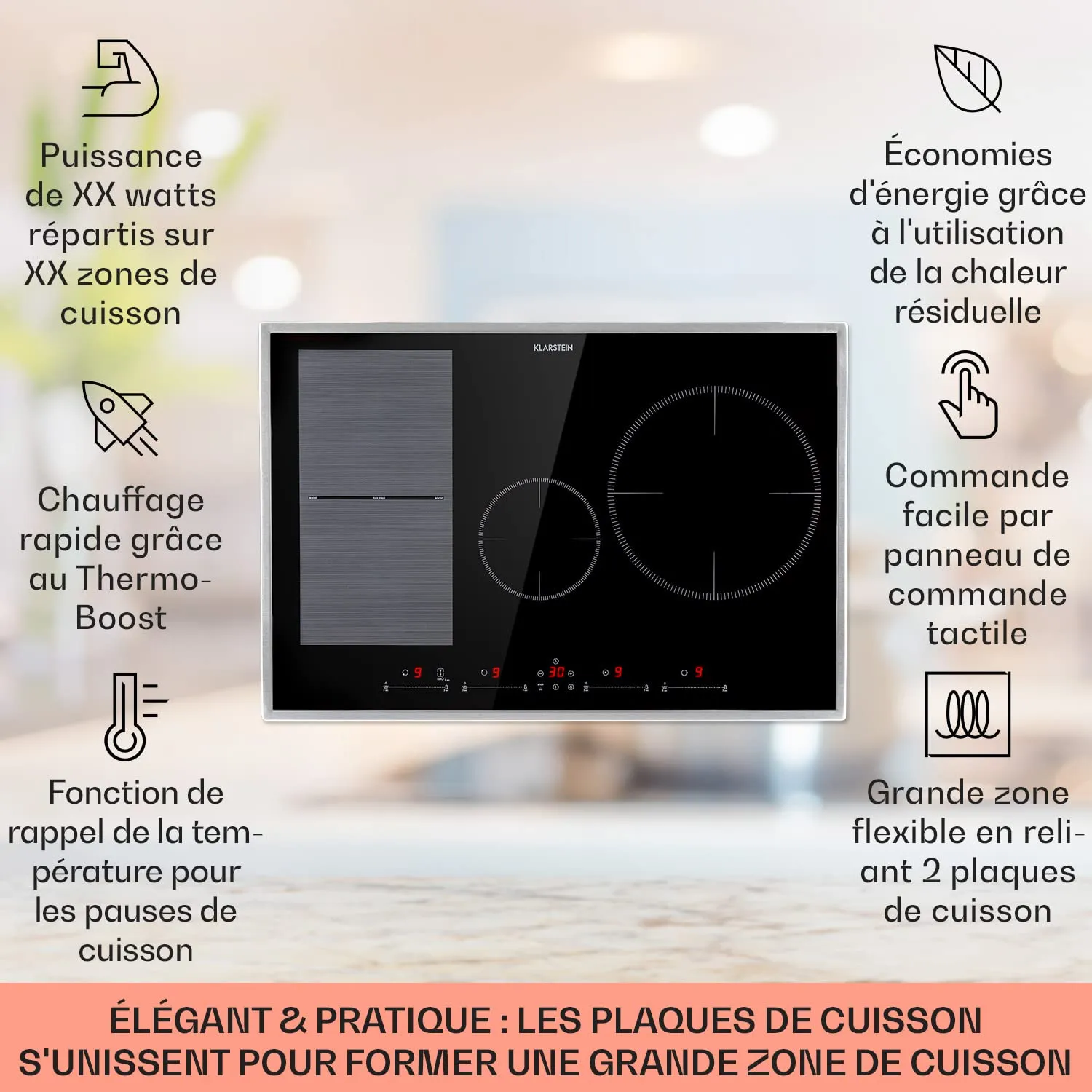 Klarstein Delicatessa 77 Hybrid Prime plaque induction 4 feux 7500W