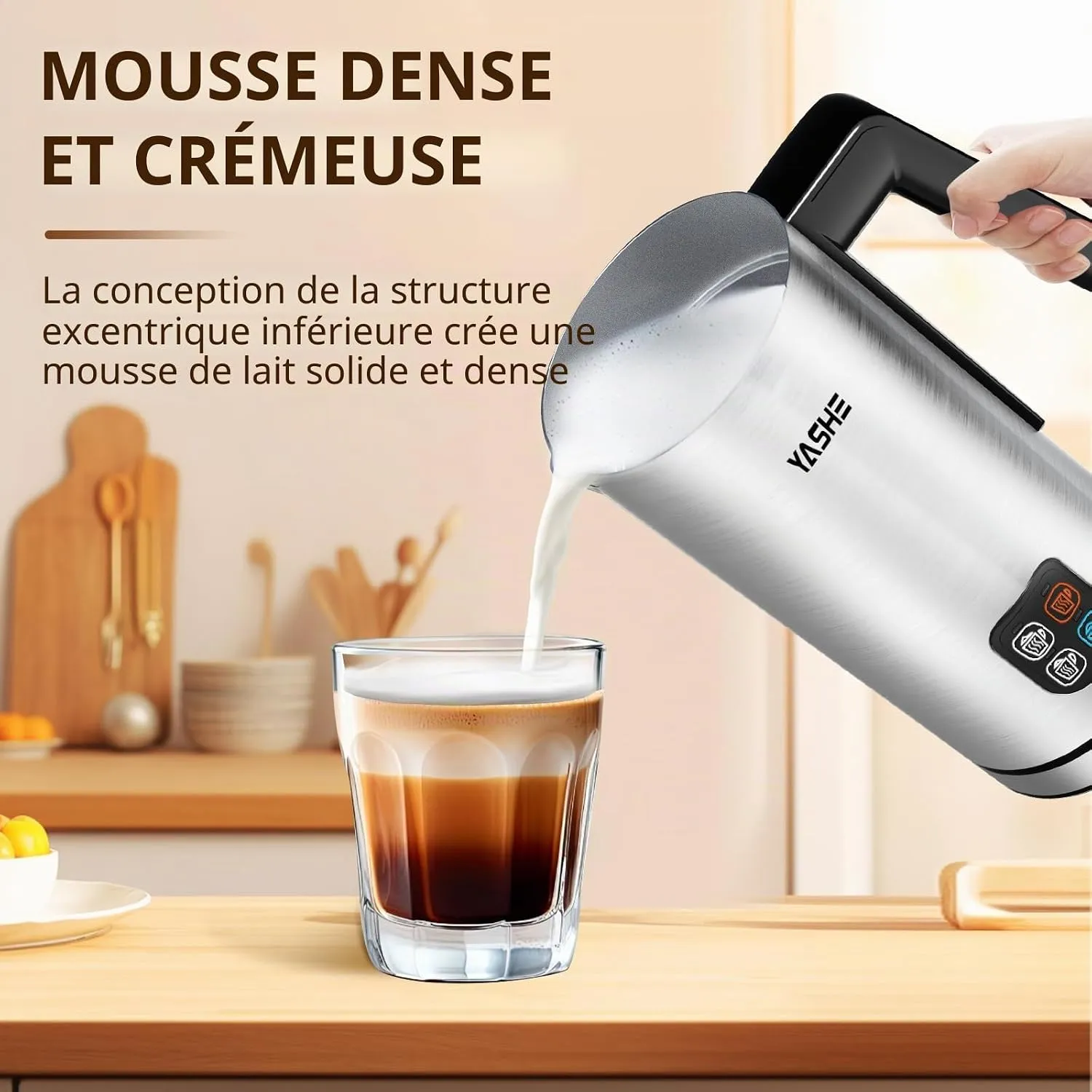 YASHE Mousseur Lait 4-en-1 240ml électrique