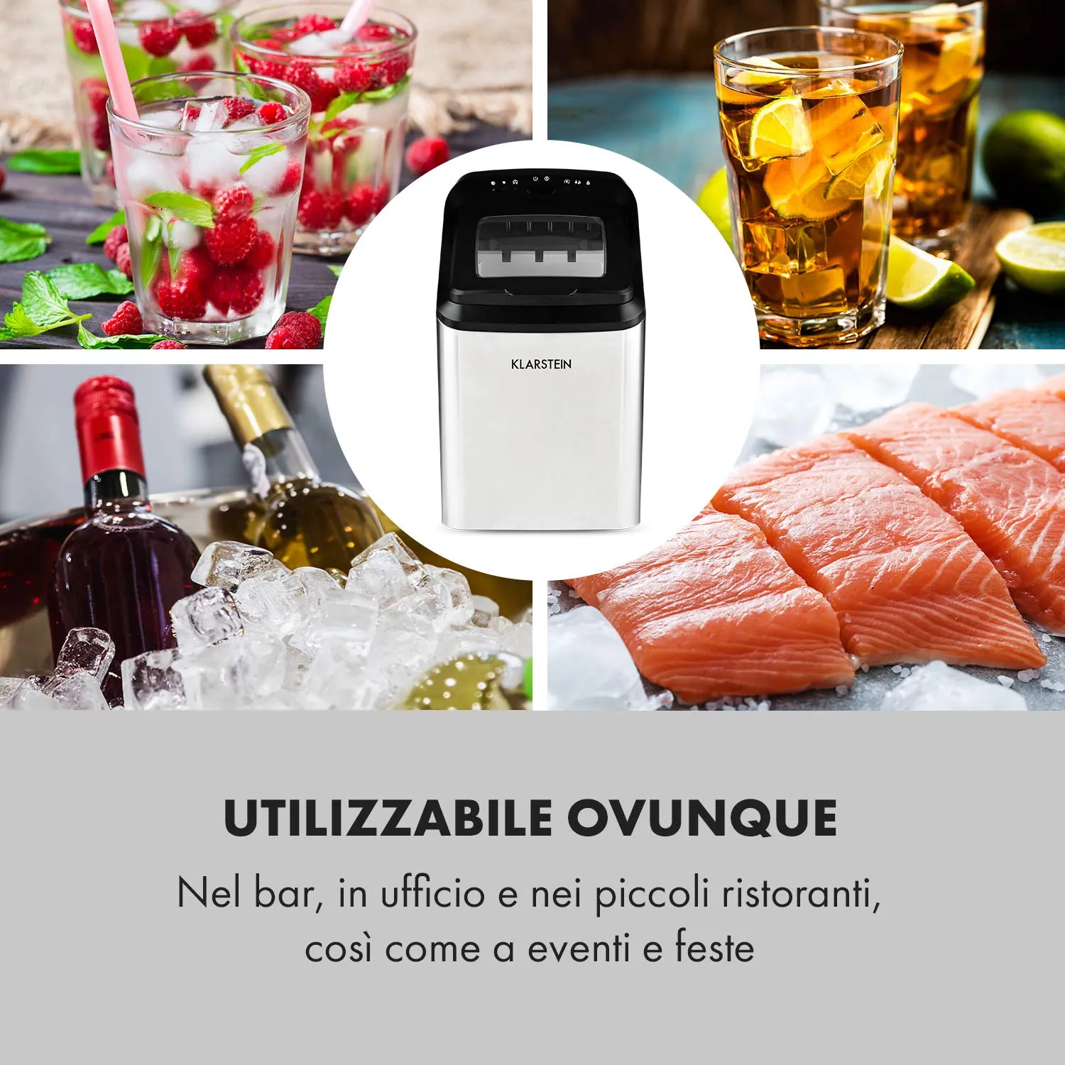 Klarstein Partytime machine à glaçons 15 kg argent
