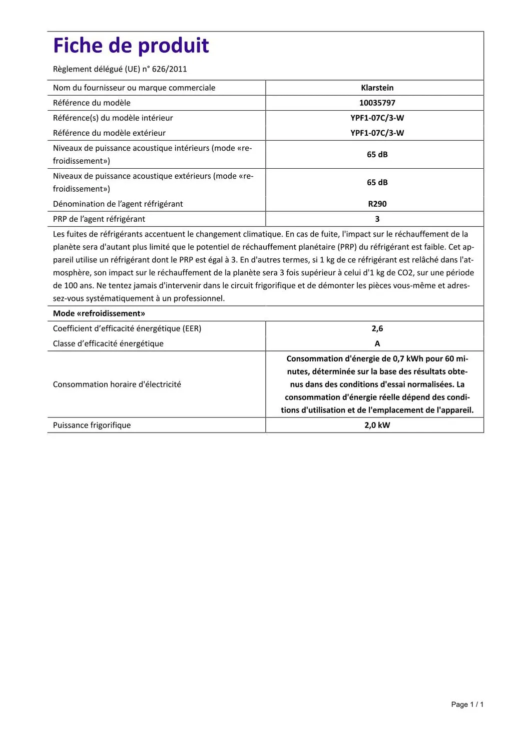 Klarstein climatiseur mobile 7000 BTU 4 en 1 connecté