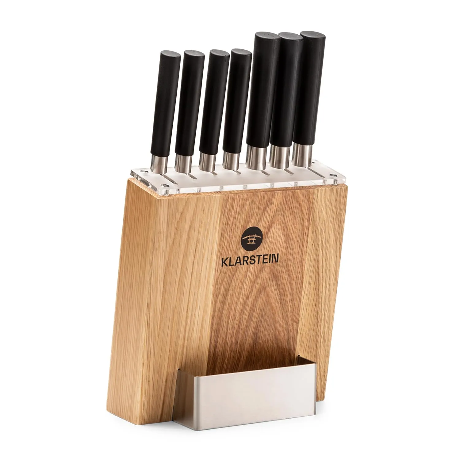 Klarstein set 7 couteaux cuisine inox bloc chêne