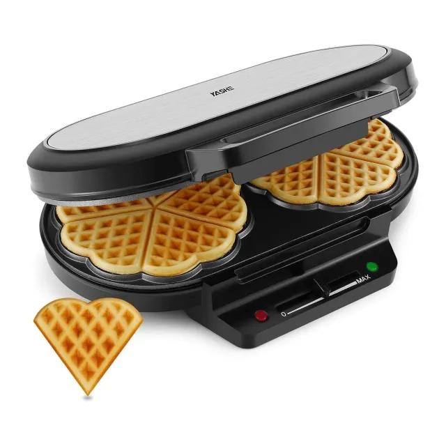 YASHE Machine à Gaufre Cœur 10 Pièces 1200W Antiadhésif