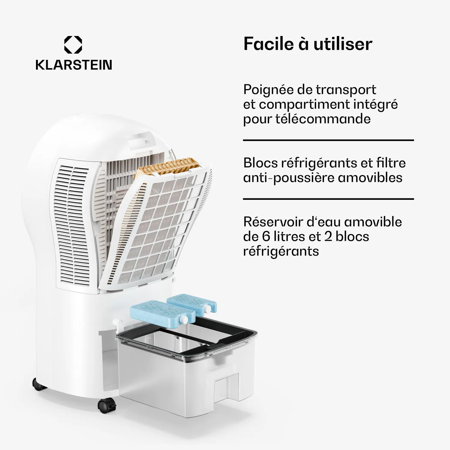 Klarstein Whirlwind rafraîchisseur 6 L blanc 30 m²