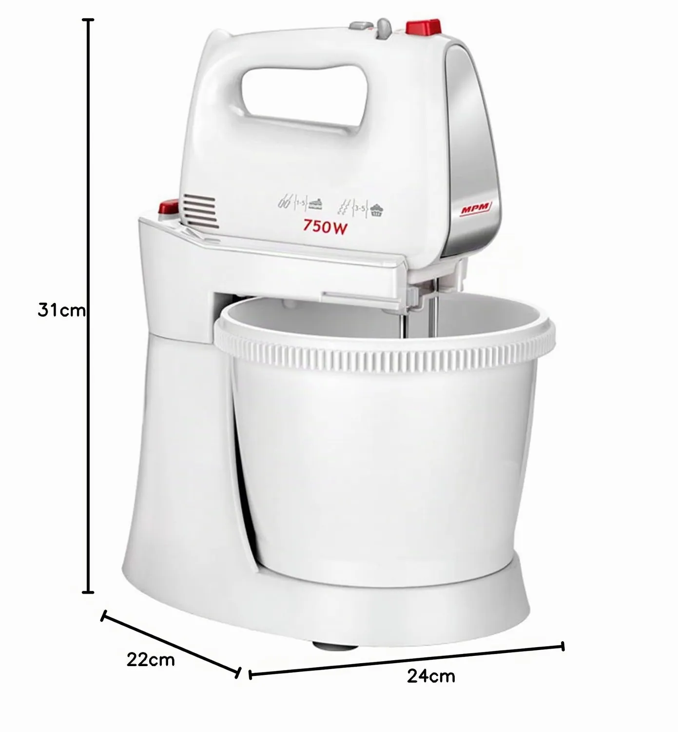 MPM MMR-20Z batteur pâtissier bol 3 L 750 W