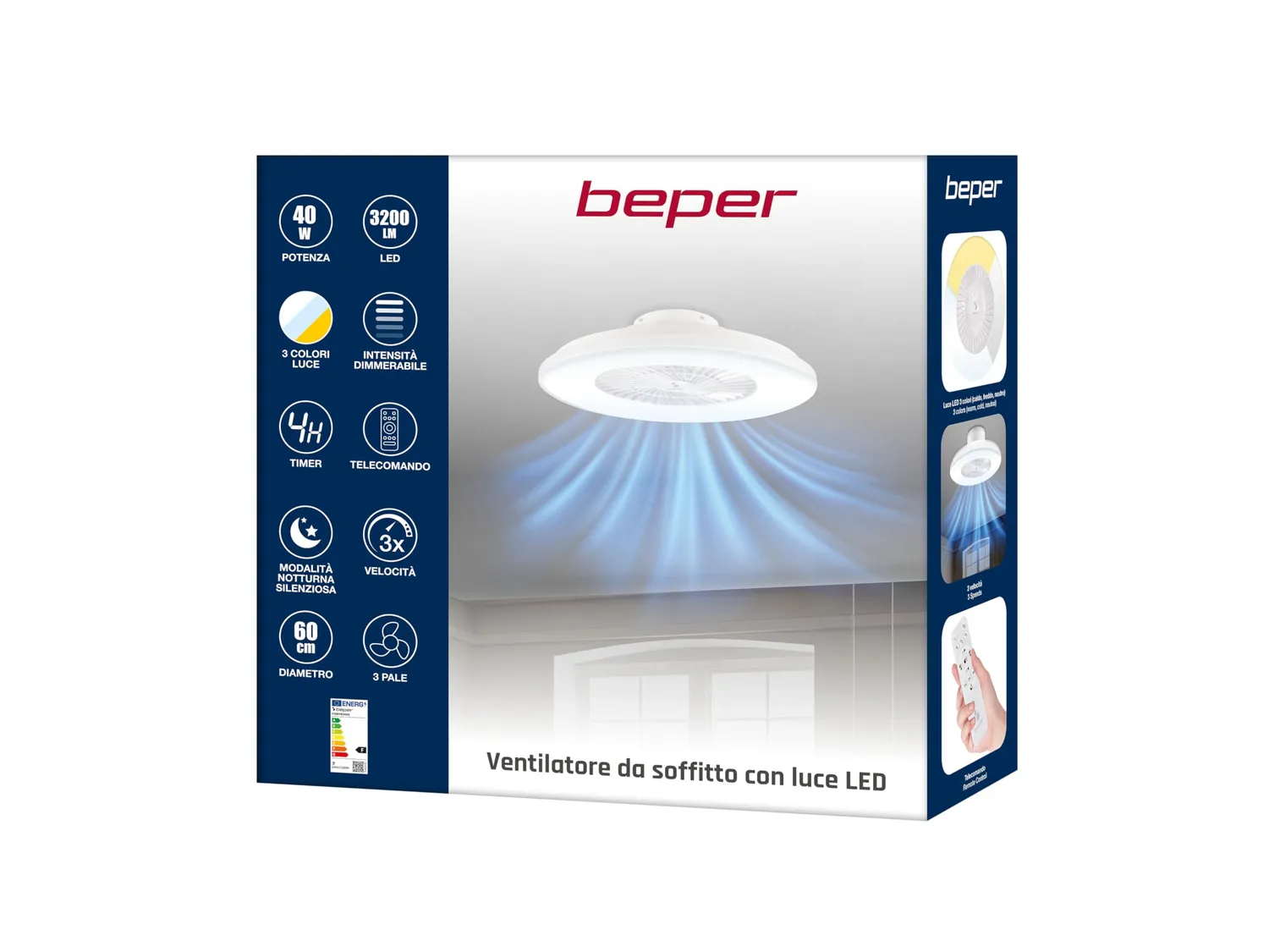 Beper P206VEN640 ventilateur plafond blanc LED 50 cm