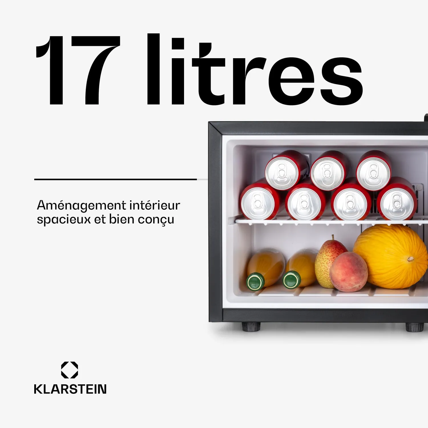 Klarstein mini frigo 17L argent silencieux 0-15°C