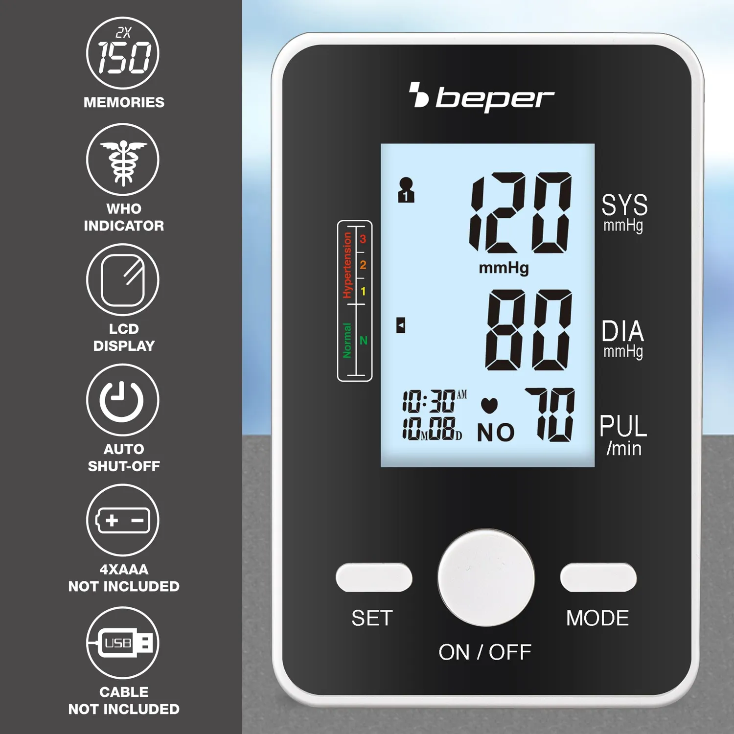 Beper P303MED100 tensiomètre bras électronique 150 mémoires