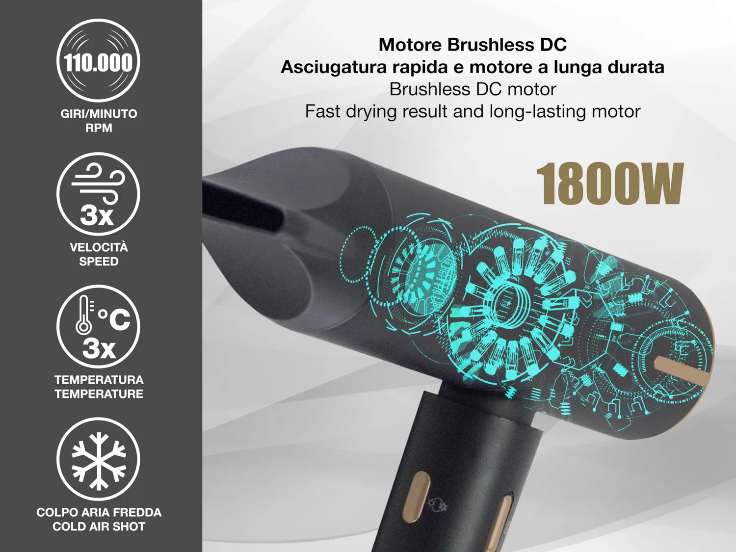 Beper P301ASC010 sèche-cheveux 1800W brushless noir